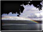 A rainbow over Cayuga Lake.