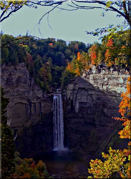 Well into autumn color above Taughannock Falls.