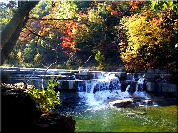 Taughannock's lower falls dressed in autumn finery.