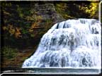 The waterfall that feeds the swimming hole at Robert Treman State Park.