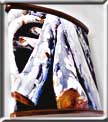 A giclee print on canvas of Sycamore logs.
