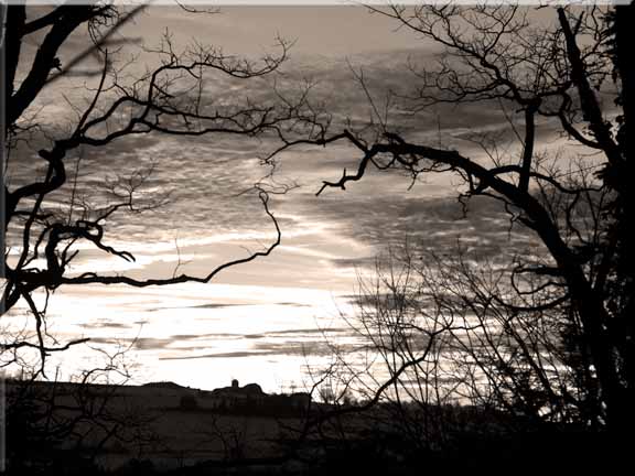 The far hillside just before sunrise.