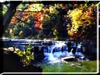The lowest waterfall at Taughannock Falls State Park in autumn.