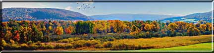 A range of hills covered with autumn foliage.